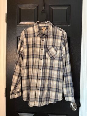 Telluride Clothing Company Men's Blue Gray Plaid Button Down Shirt Large